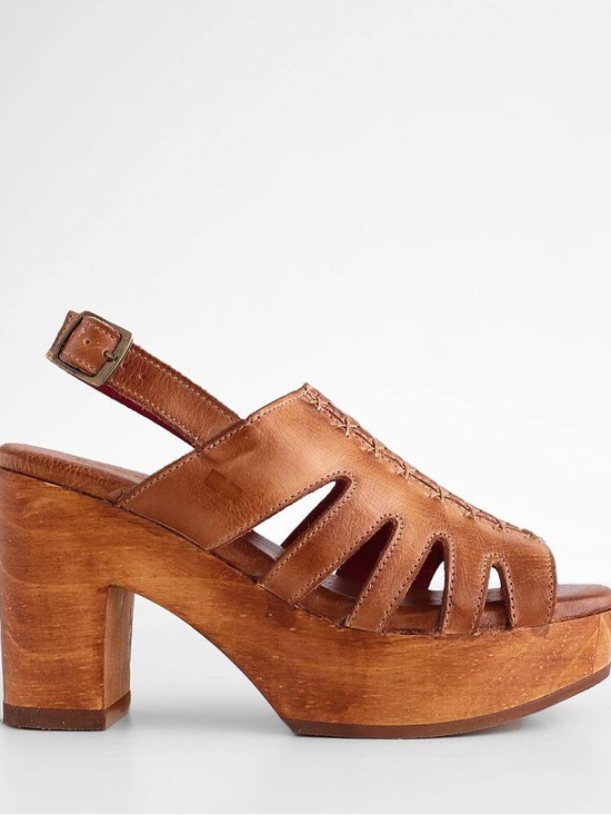 Bedstu 7.5 Women’s Brown Leather Slingback Platform Sandal